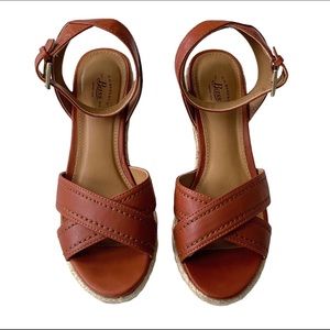 GH Bass Kendall Espadrille Wedge Sandal Ankle Strap Women’s 6.5 Brown